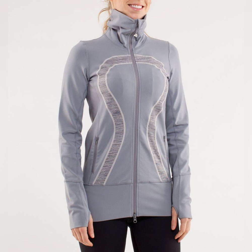 Lululemon In Stride Jacket, Fossil / Wee Are From Space Coal Fossil, Size 4
